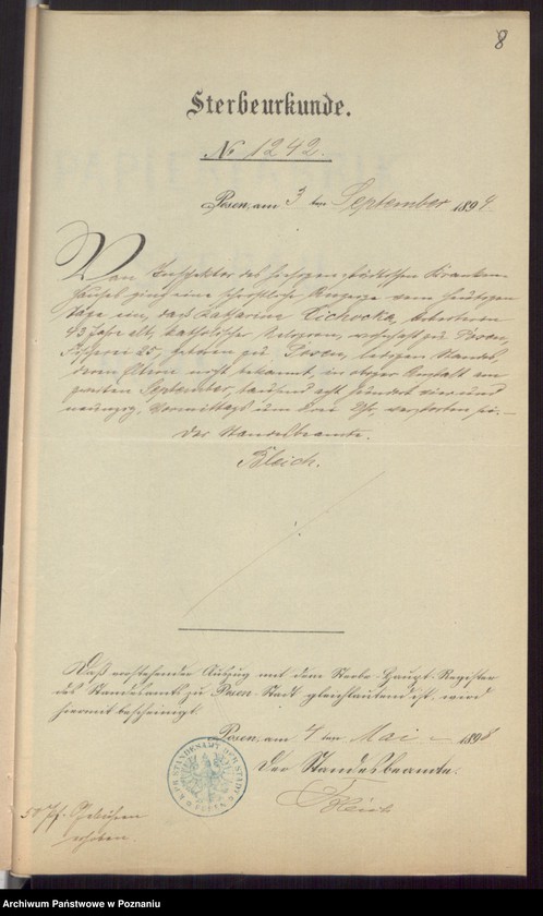 Obraz 10 z jednostki "Die von den Verlobten beigebrachten Urkunden zur Eheschliessung pro 1898"