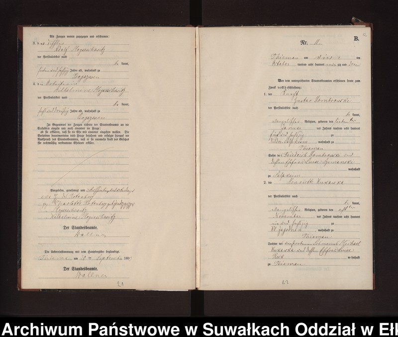 image.from.unit.number "Heiraths-Neben-Register des Preussischen Standes-Amtes Rydzewen Kreis Loetzen"