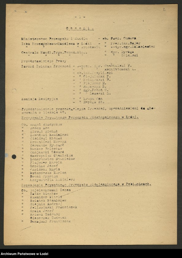 Obraz 3 z jednostki "Związek Zrzeszeń Prywatnego Przemysłu Włókienniczego; protokół z Walnego Zjazdu Delegatów, sprawozdanie [z działalności, wykaz przedsiębiorstw]"