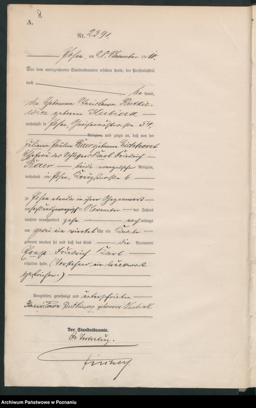 Obraz 9 z jednostki "Księga miejscowa urodzeń tom V [Rejestr główny urodzeń]"