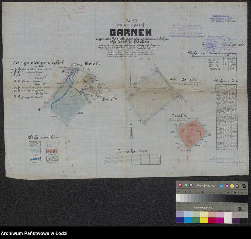 Obraz 1 z jednostki "Plan gruntów parafii Garnek w gminie Garnek powiecie radomszczańskim położonych, scalonych ..."