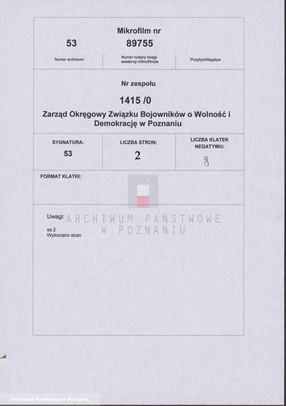 Obraz 12 z jednostki "Wykaz członków Prezydium Zarządu Okręgu Związku Bojowników o Wolność i Demokrację w Poznaniu."