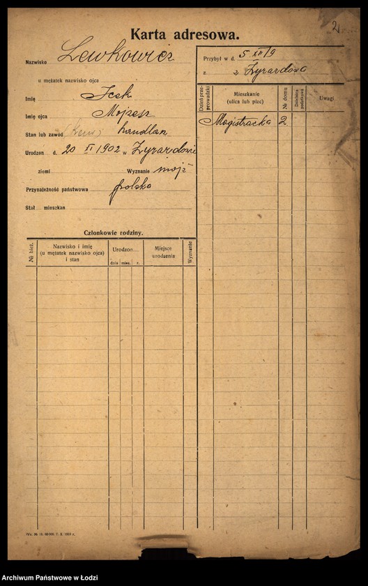 Obraz 4 z jednostki "[Spis ludności Łodzi] Lewkowicz"