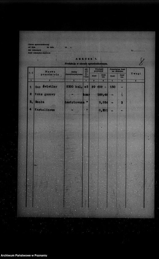 Obraz 12 z jednostki "Kwestionariusz Gazowni Miejskiej w Pobiedziskach powiat poznański"