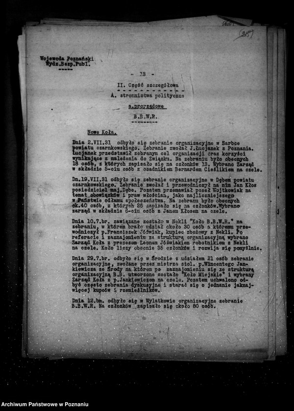 Obraz 17 z jednostki "Sprawozdania sytuacyjne z legalnego ruchu polityczno-społecznego za miesiące lipiec, sierpień, wrzesień 1931 r."