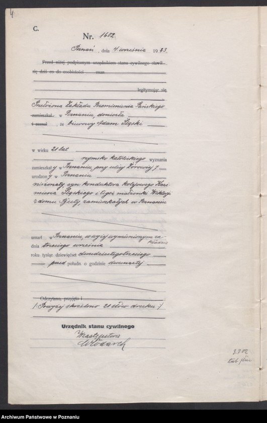 Obraz 6 z jednostki "Księga miejscowa zgonów tom IV [Rejestr główny zgonów]"