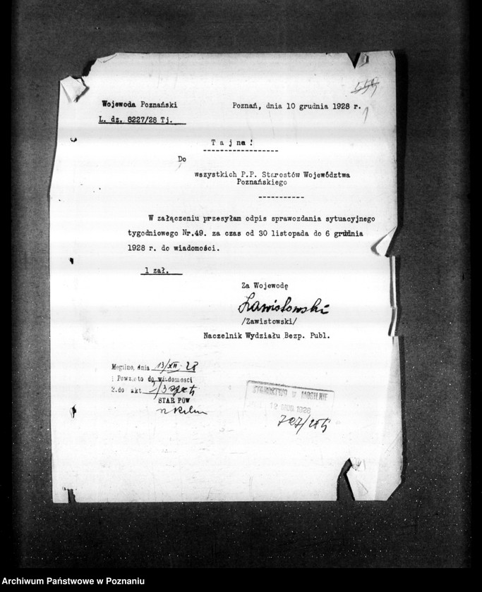 Obraz 5 z jednostki "Sprawozdania sytuacyjne tygodniowe za czas od 30 listopada do 27 grudnia 1928 r."