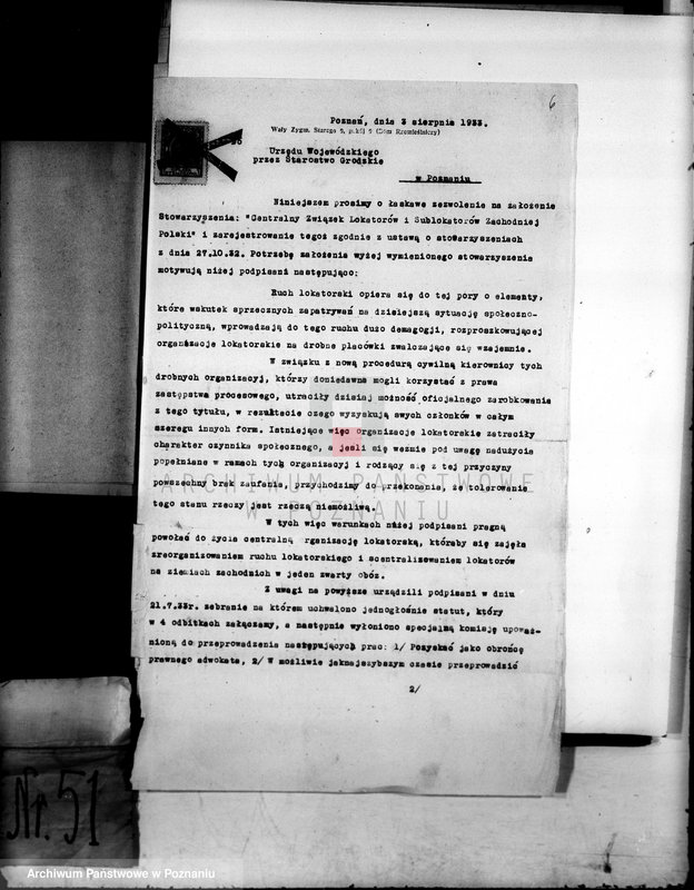 Obraz 10 z jednostki "/Centralny Związek Lokatorów i Sublokatorów Zachodniej Polski w Poznaniu/"