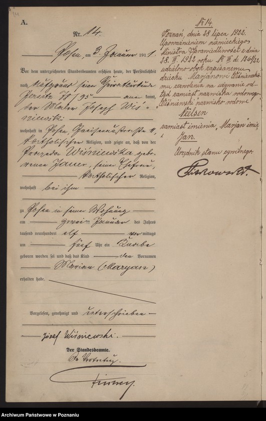 Obraz 15 z jednostki "Księga miejscowa urodzeń tom I [Rejestr główny urodzeń]"