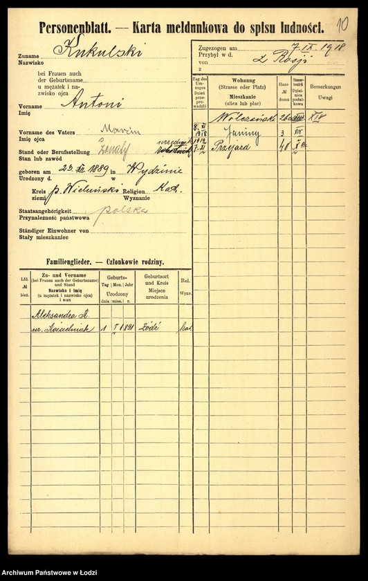 Obraz 12 z jednostki "[Spis ludności Łodzi] Kukulski - Kulik"