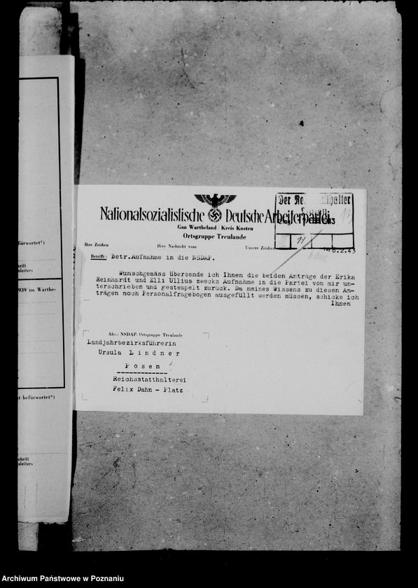 Obraz 17 z jednostki "Aufnahme von Landjahrzieherinnen in die NLDAP"