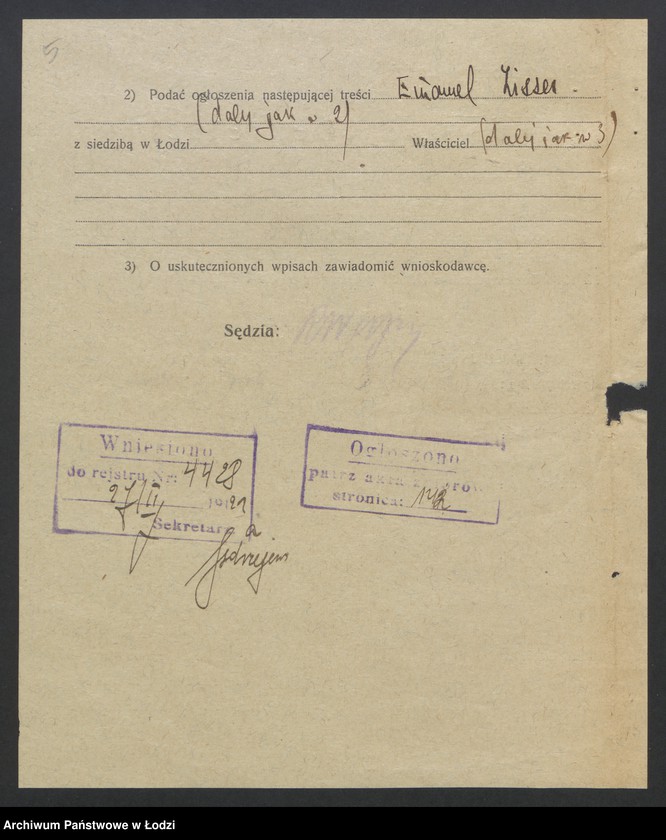 Obraz 7 z jednostki "Emanuel Lisser- sprzedaż drzewa opałowego"