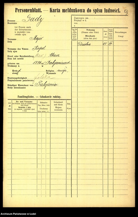 Obraz 11 z jednostki "[Spis ludności Łodzi] Gadułka - Gajewski"