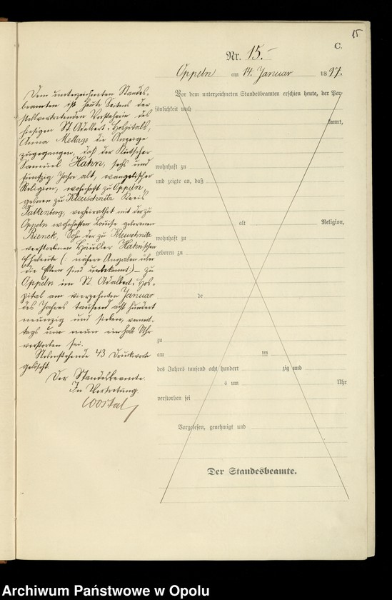 image.from.unit.number "Urząd Stanu Cywilnego w Opolu 1897 Rejestr zgonów Księga Miejscowa Nr 1 do 334"