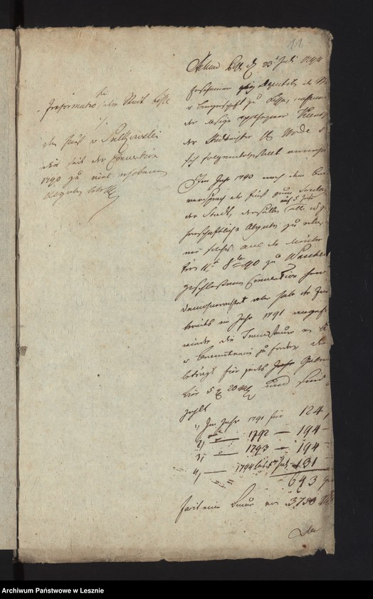 Obraz 14 z jednostki "[Akta manualia J. C. in Sachen der Stadt Lissa contra den Fürsten von Sułkowski wegen Abgaben]"