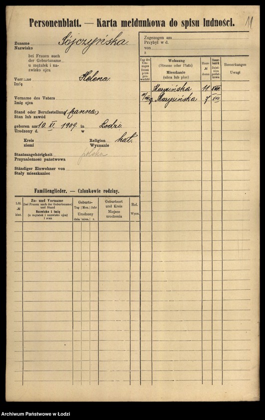 Obraz 13 z jednostki "[Spis ludności Łodzi] Sudzińska-Sumora"