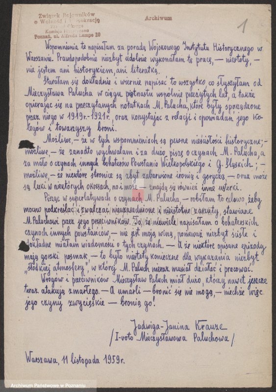 Obraz 4 z jednostki "Wspomnienia o Mieczysławie Paluchu napisane przez jego żonę Jadwigę, Janinę Krauze."