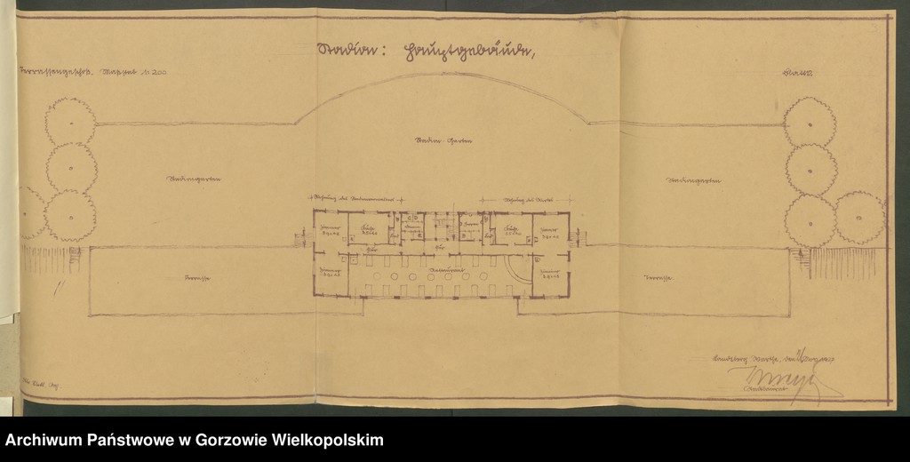 image.from.collection.number "Plany i projekty budowy stadionu sportowego przy Soldiner Strasse (ul. Konstytucji 3 Maja) z okresu 1925-1931."