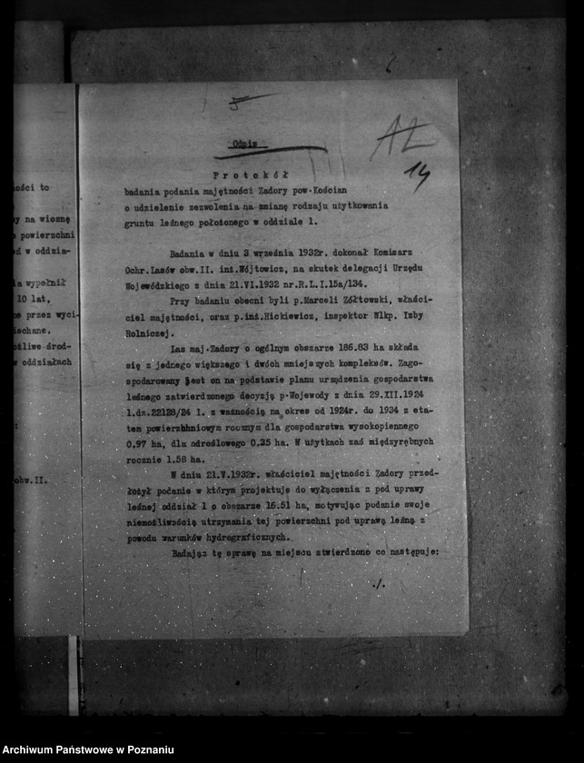 Obraz 18 z jednostki "Majętność leśna Zadory powiat kościański"