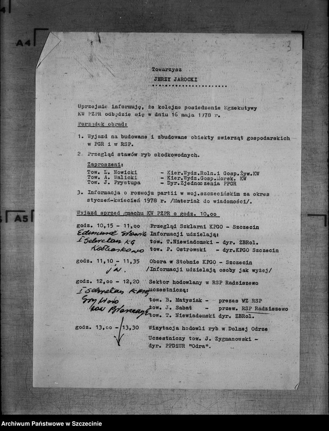 image.from.unit.number "Protokoły posiedzeń Egzekutywy Komitetu Wojewódzkiego Polskiej Zjednoczonej Partii Robotniczej: 16, 30 maja 1978 r."