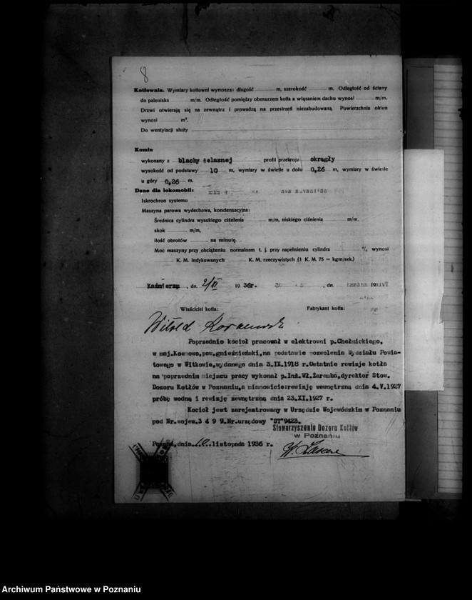 Obraz 12 z jednostki "Mleczarnia w Kaźmierzu powiat szamotulski nr woj. kotła 3499 własność W. Koralewskiego"