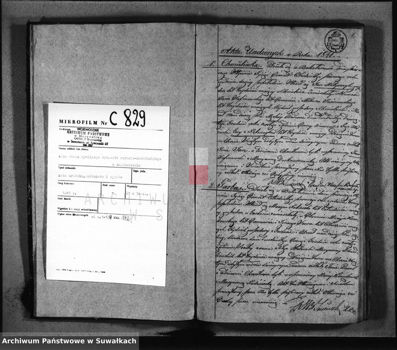 image.from.unit.number "Księga Duplikat z Roku 1841 Parafij Bakałarzewskiey przeznaczona do Archiwum Hipotecznego"