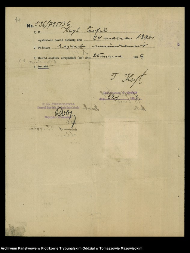 image.from.unit.number "Dowodów osobistych od nr 531 do 750. Tom IV"