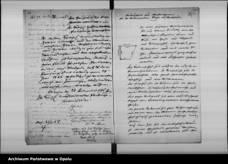 Obraz 13 z jednostki "Acta der Königl[ichen] Bauhandwerker Prüfungs-Kommission betreffend die Prüfung des Maurerpolier Joseph Buja aus Krappitz [Krapkowice]1867"