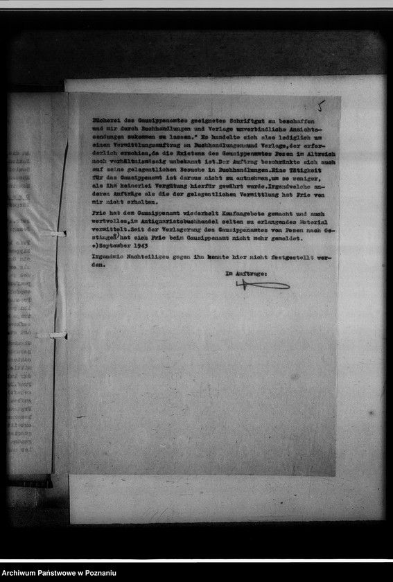 image.from.unit.number "Karl Heinz Frie`Gade - Leipzig [Lipsk]. [Korespondencja w sprawie nielegalnego uprawiania badań genealogicznych i prowadzenia poszukiwań antykwarycznych przez Frie`Gade, kilkakrotnie już karanego więzieniem]"