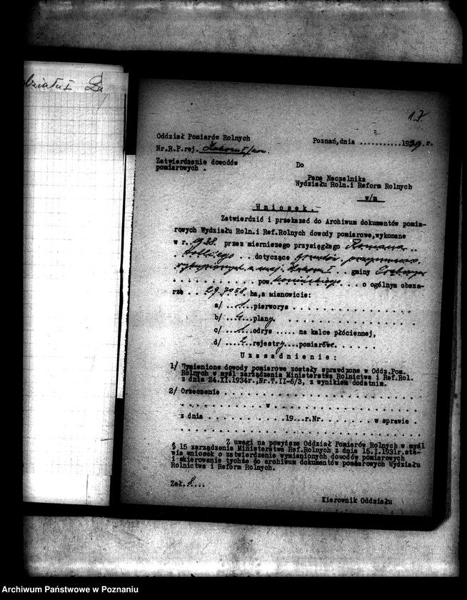 Obraz 20 z jednostki "Akta dotyczące postępowania technicznego przy przymusowym wykupie majątku Łukom i powiatu konińskiego"