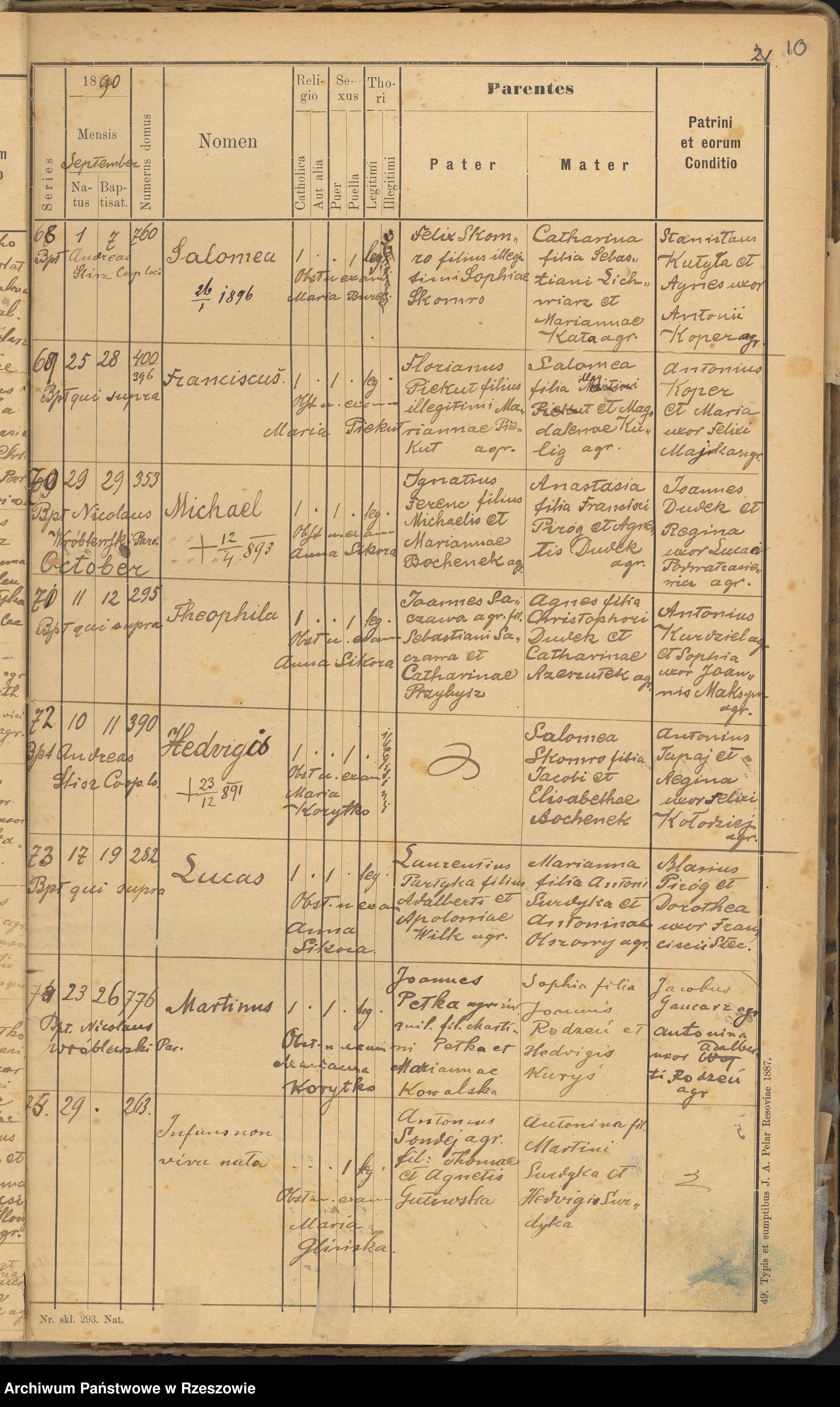 Skan z jednostki: Księga urodzeń - Kamień