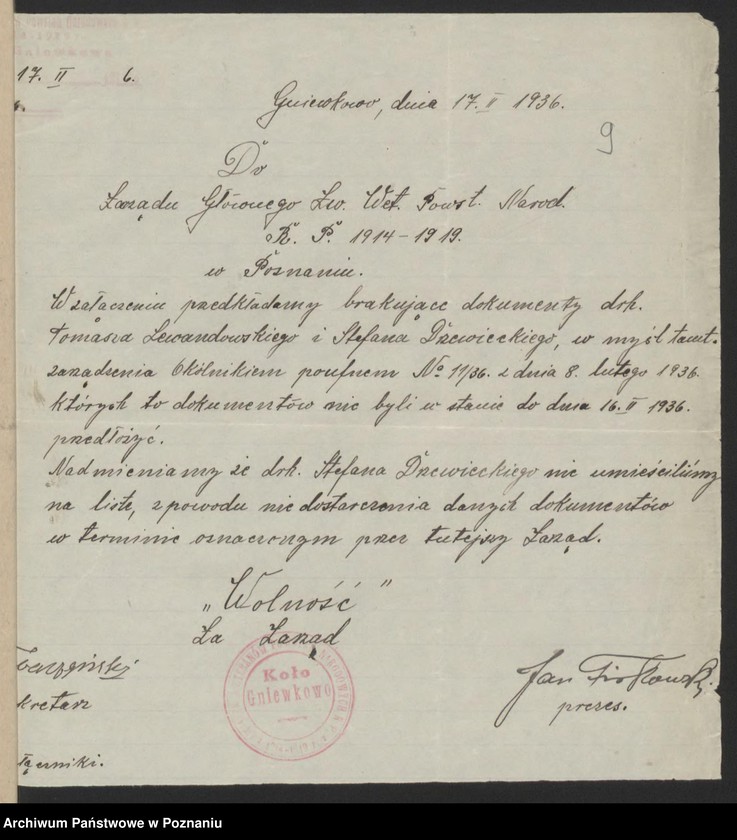 Obraz 12 z jednostki "Gniewkowo, powiat Inowrocław akta koła."