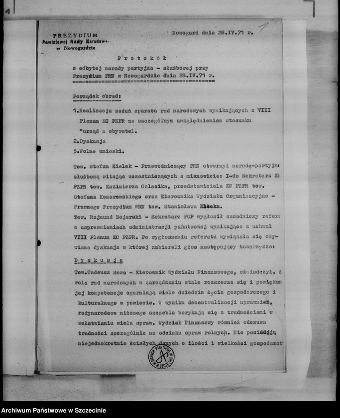 image.from.unit.number "Protokoły narad partyjno-służbowych w prezydiach powiatowych rad narodowych"