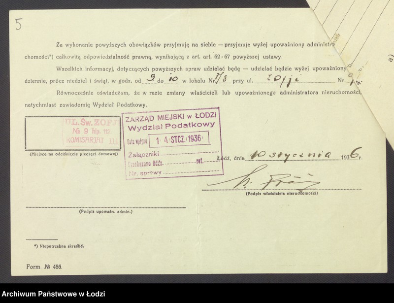 image.from.unit.number "Księga inwentarzowa nieruchomości m. Łodzi ul. św. Zofii"