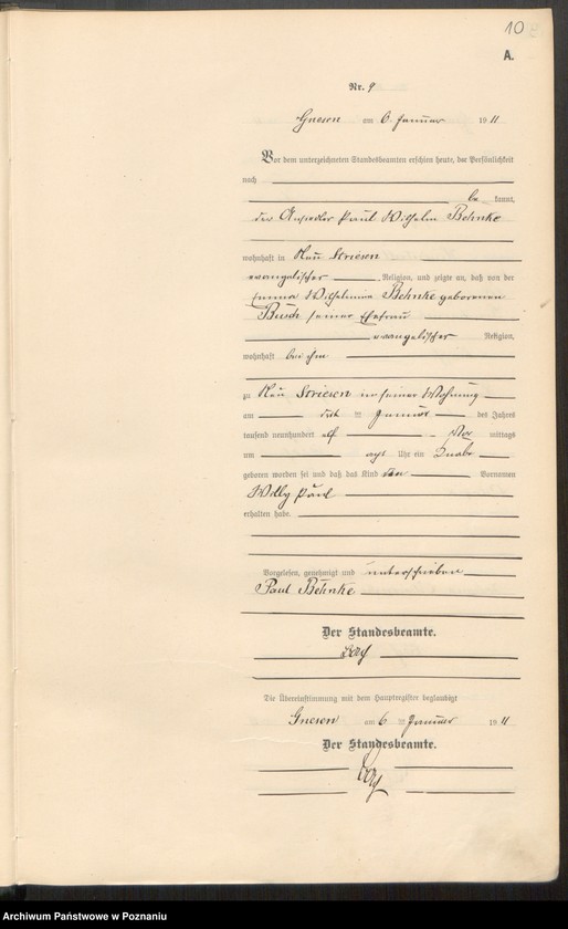 Obraz 12 z jednostki "Geburts-Nebenregister Band I"