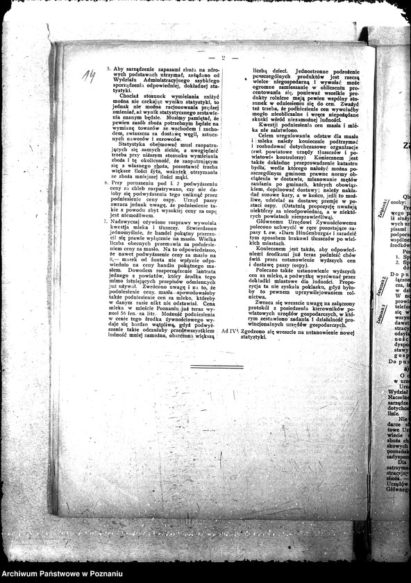 Obraz 17 z jednostki "Druk "Posiedzenie landratów, kierowników Prowincjonalnych Urzędów Gosp. i członków Gł. Urzędu Żywnościowego z dn. 20.I.1919 r. ""