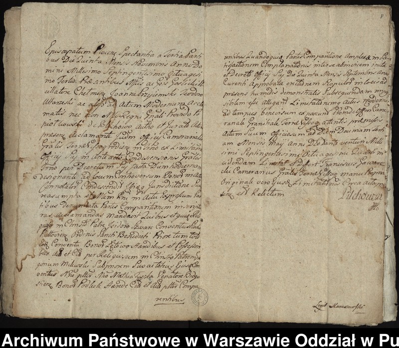 image.from.unit.number "Ekstrakty z ks. gr.i ziem. wyszogrodzkich, gr. płockich, kwit, kopie pozwów i dekretów, sumariusz dokumentów przedstawianych jako materiał dowodowy, dotyczące procesu z lat 1779-1784 między konwentem a łowczym bydgoskim Maciejem Tyszką o sporny grunt zwany Sierakowszczyzna i ustalenie granic między dobrami klasztoru Łętowo i dobrami Tyszki Podleck"