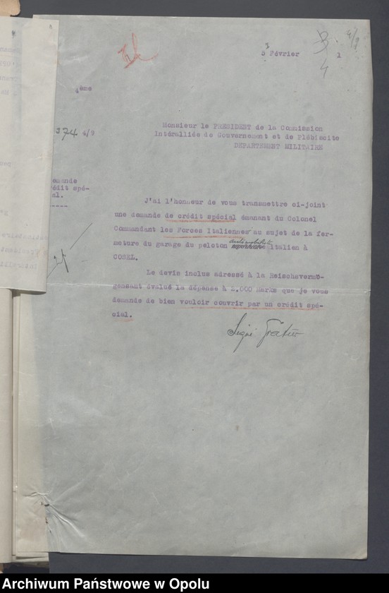 Obraz 6 z jednostki "Service du Genie-Casenement-Cantonnement  /Korespondencja i zarządzenia z zakresu rozlokowania wojska, przydziały koszar/ 4.02.- 10.09.1921"