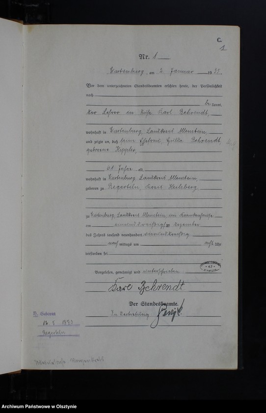 image.from.unit.number "Sterbe-Haupt-Register Nr 1 - 111"