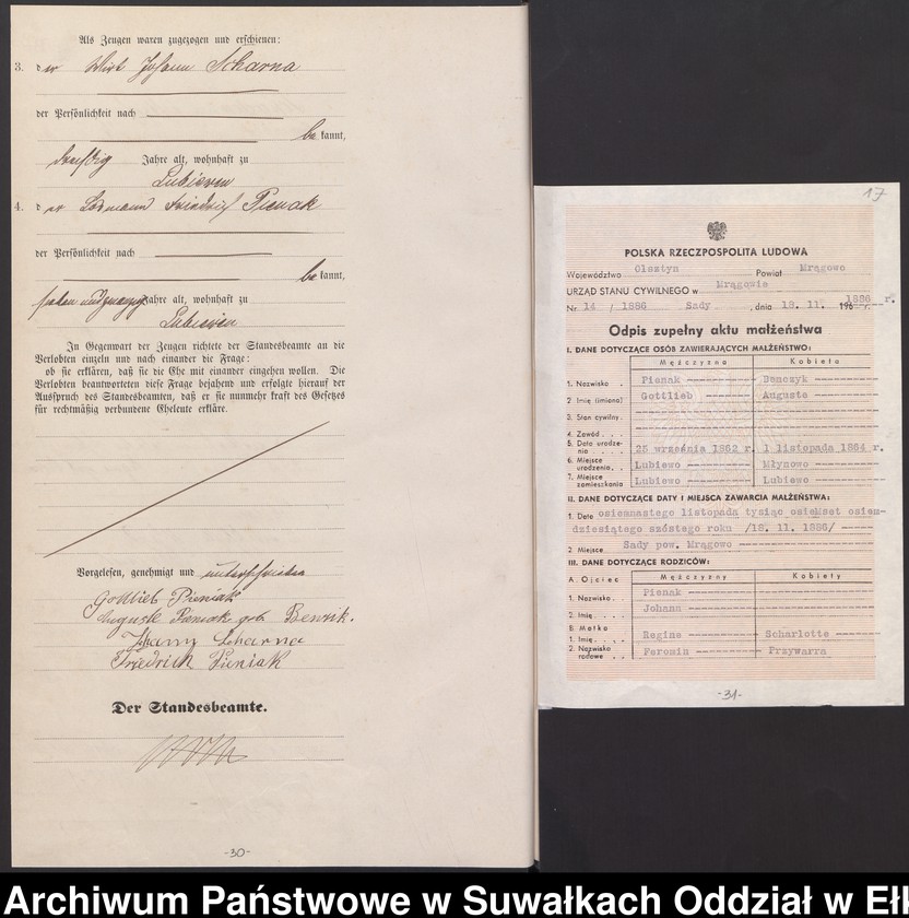 image.from.unit.number "Heiraths-Haupt-Register des Königlich Preussischen Standes-Amtes Schaden Kreis Sensburg"