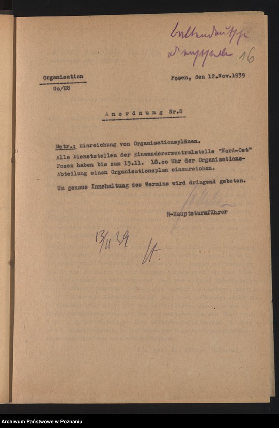 Obraz 19 z jednostki "[Zarządzenia i okólniki Einwandererzentralstelle Nord - Ost in Posen [Poznań]"