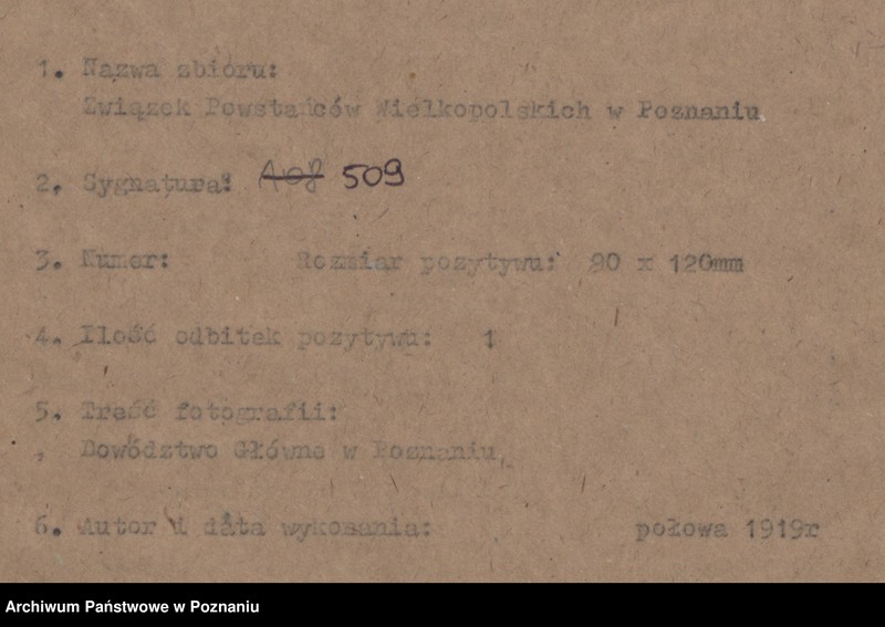 Obraz 4 z jednostki "Dowództwo Główne w Poznaniu."