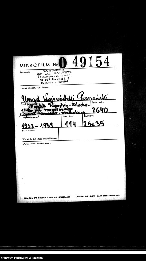 Obraz 2 z jednostki "Majątek Twierdzyń-Kołodziejewko powiatu mogileńskiego /operat pomiarowo-szacunkowy/"