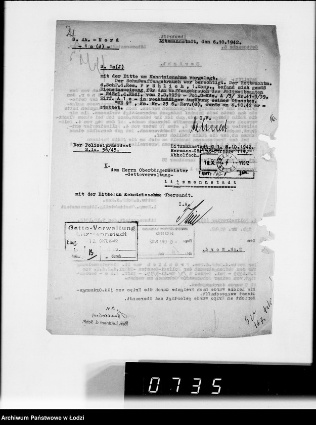 Obraz 6 z jednostki "Berichte der Polizei und Kripo [o zastrzeleniu Żydów uciekających z Getta i zatrzymaniu przemytników]"