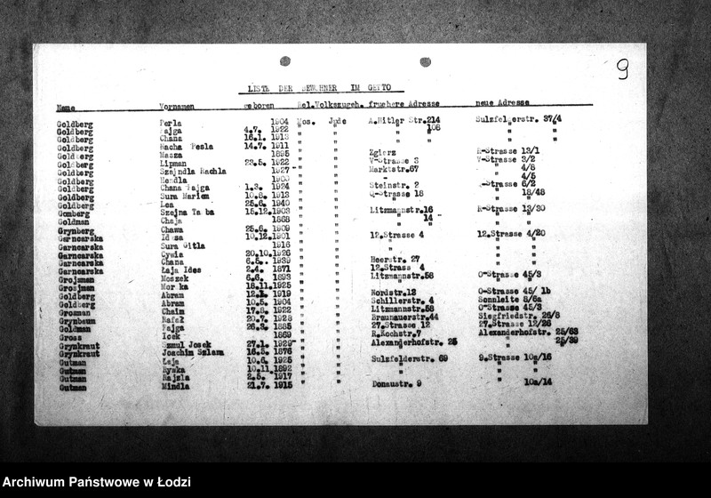 Obraz 12 z jednostki "[Alfabetyczny spis mieszkańców getta. Litery G i H]"