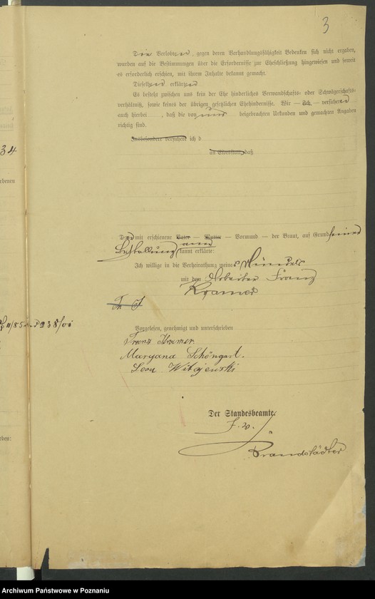 Obraz 5 z jednostki "Die von den Verlobten beigebrachten Urkunden zur Eheschliessung pro 1901. Vol IX"