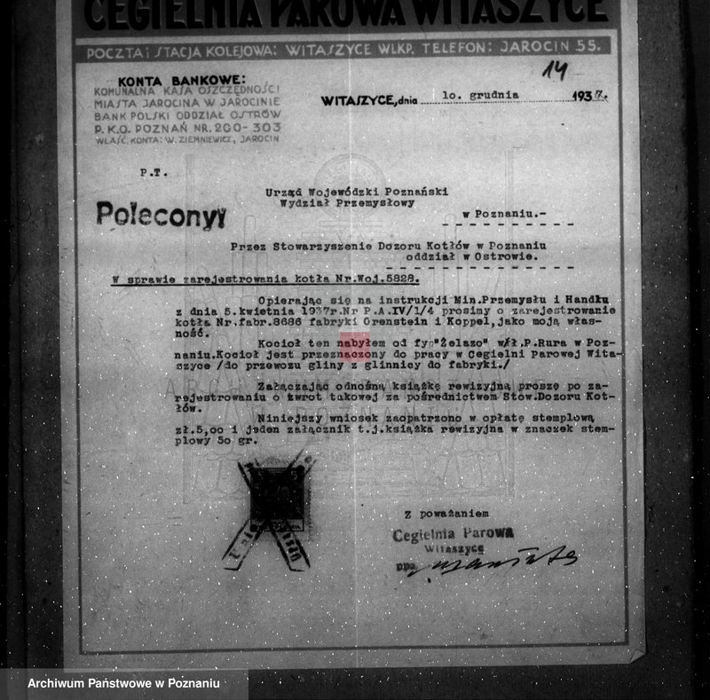 Obraz 18 z jednostki "Tartak parowy w Porażynie, pow. nowotomyski nr woj. kotła 5828"