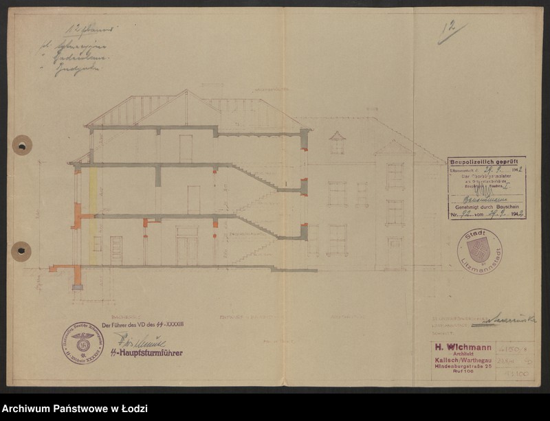 Obraz 13 z jednostki "Szkice budynków SS Unterführerschule przy ulicy Szczecińskiej w Łodzi"