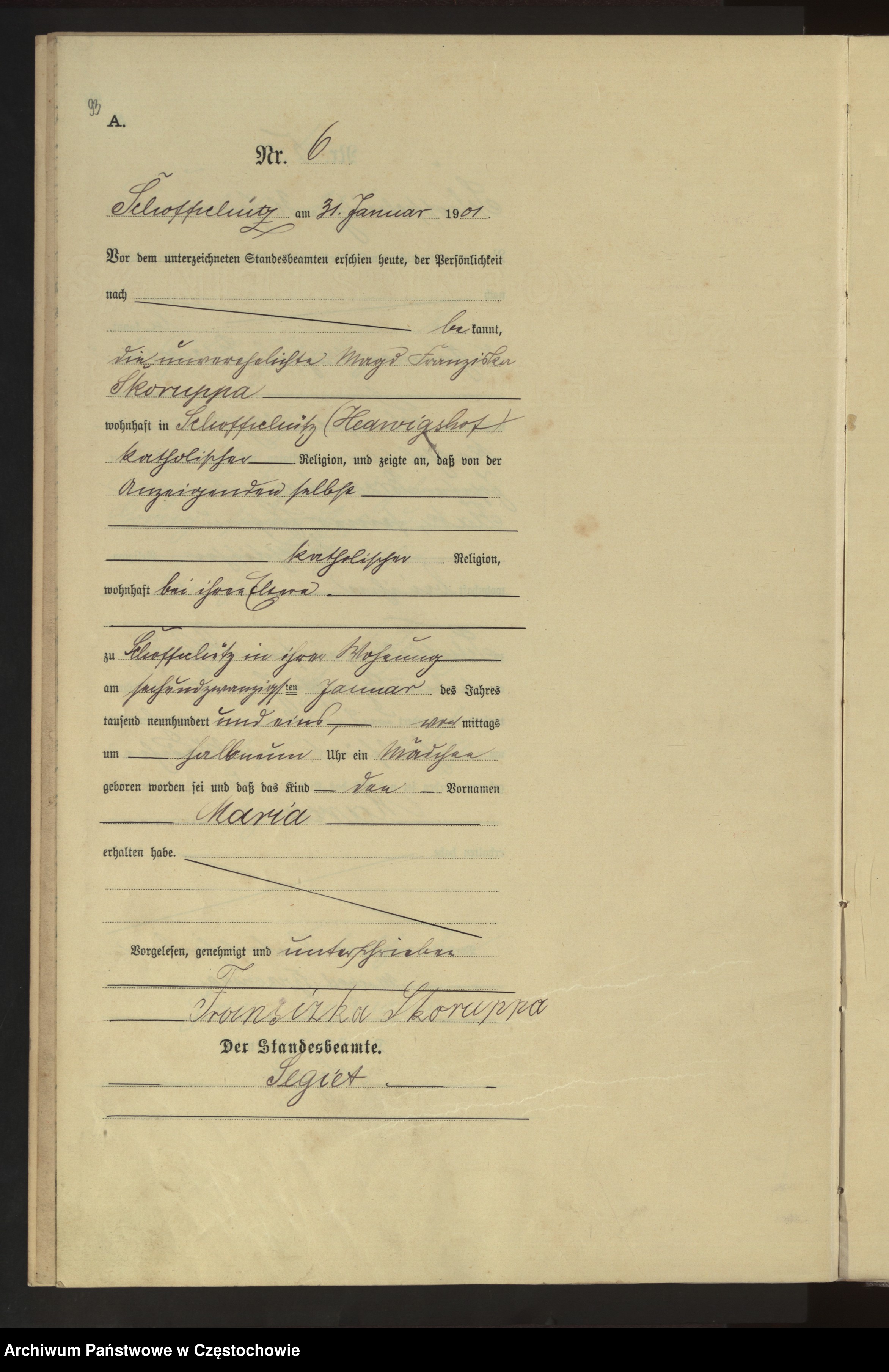 Skan z jednostki: [Pierwopis aktów urodzeń z lat 1900-1903].