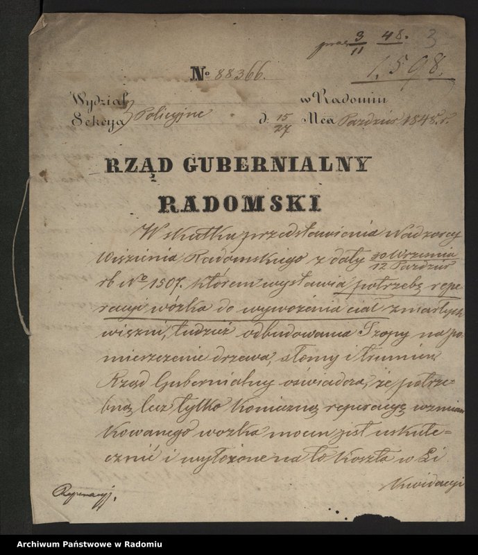 Obraz z jednostki "Akta Restauracji Więzienia Poprawczego w Radomiu"